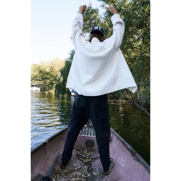 Free People Chamomile Oversized Grandpa Cardigan Ivory V-neck Button Front NWT - Picture 8 of 14